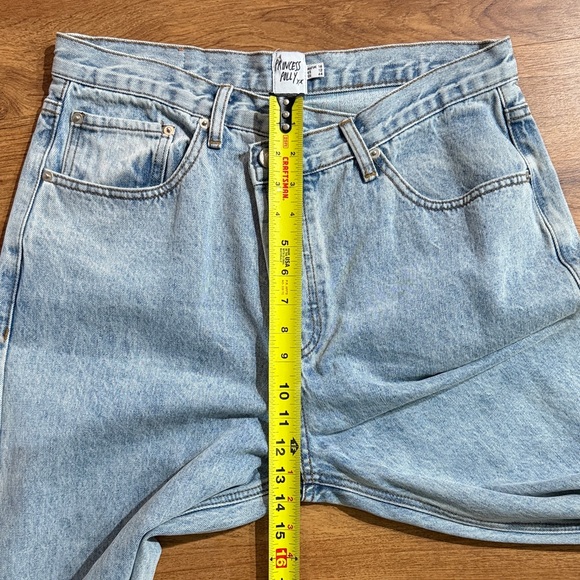 Prince Polly Women Sz 12 Light Blue Distressed Slanted Button Fly Ripped Jeans - Picture 8 of 14